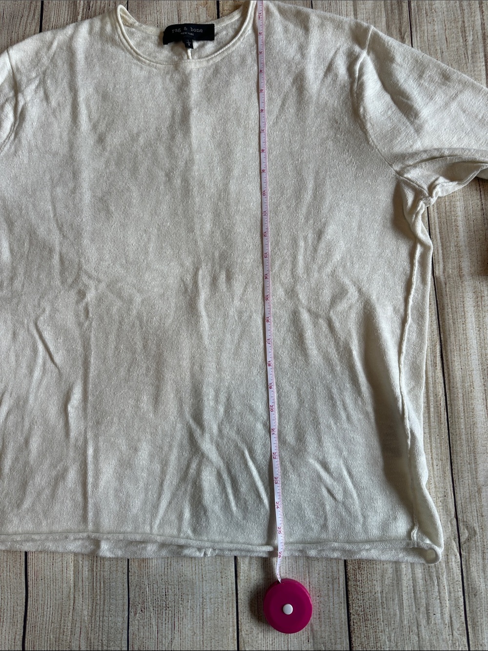 Rag & Bone Men's Cream Linen Blend Raw Hem Crewneck Sweater L - Picture 7 of 8